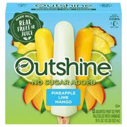 Outshine No Sugar Added Pineaple Lime Mango Assorted Ice Pops 12 Ct 18 Oz