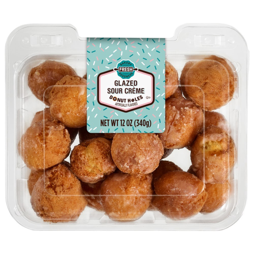 slide 1 of 3, Bakery Fresh Goodness Sour Cream Glazed Donut Holes, 12 oz
