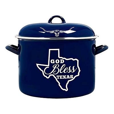 slide 1 of 1, Cook Prep Eat Blue GOD Bless Texas Stock Pot with Lid, 12 qt