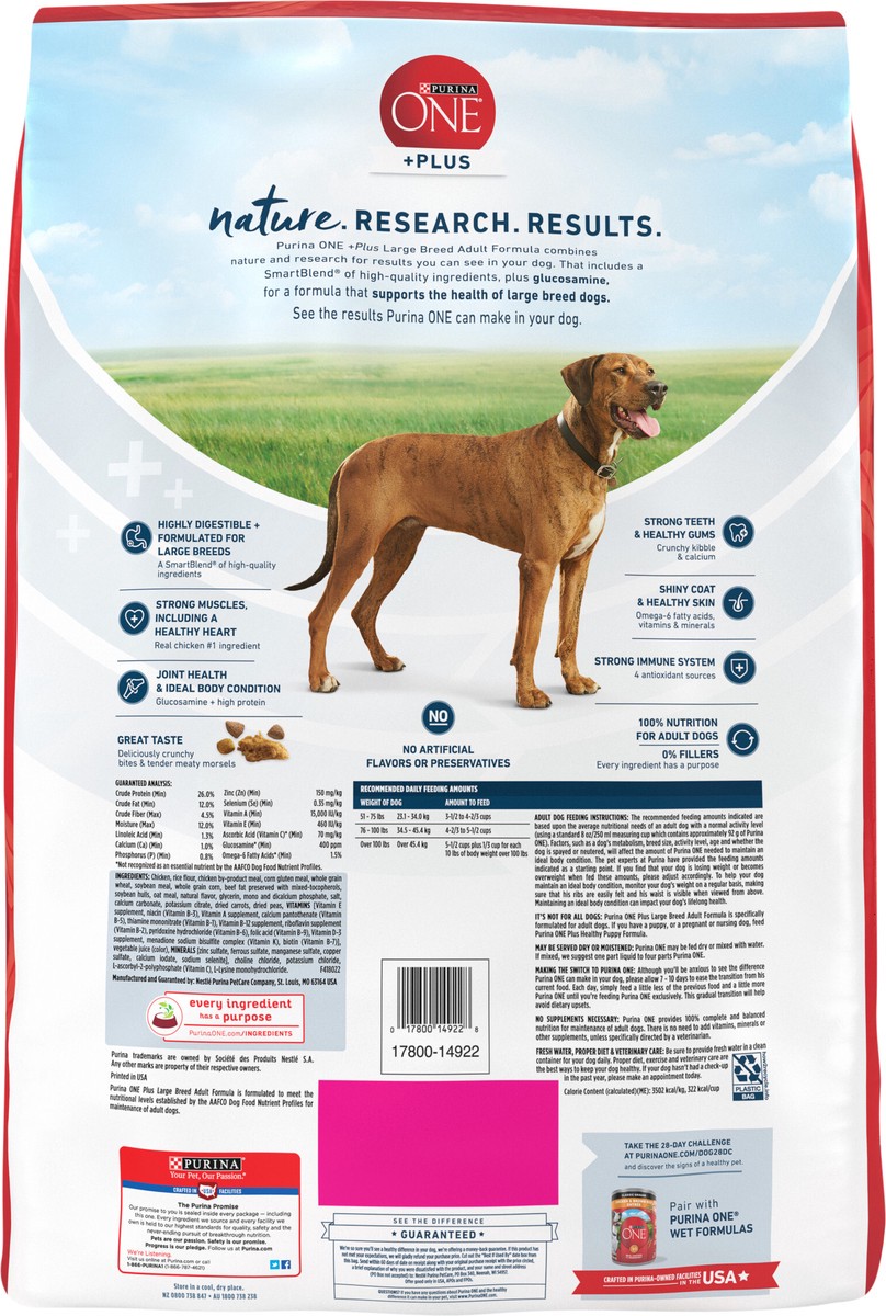 slide 3 of 9, ONE Purina ONE Plus Large Breed Adult Dog Food Dry Formula, 16.5 lb