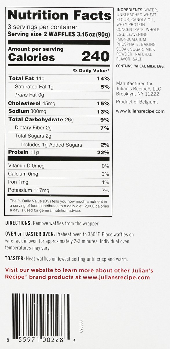 slide 3 of 13, Julian's Recipe Brussels Style Original Belgian Waffles 6 ea, 6 ct