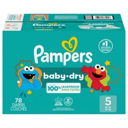 Pampers Baby Dry Diapers, Size 5, 27+ lbs, 78 Count, Absorbent Disposable Diapers