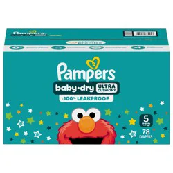 Pampers Baby Dry Diapers, Size 5, 27+ lbs, 78 Count, Absorbent Disposable Diapers