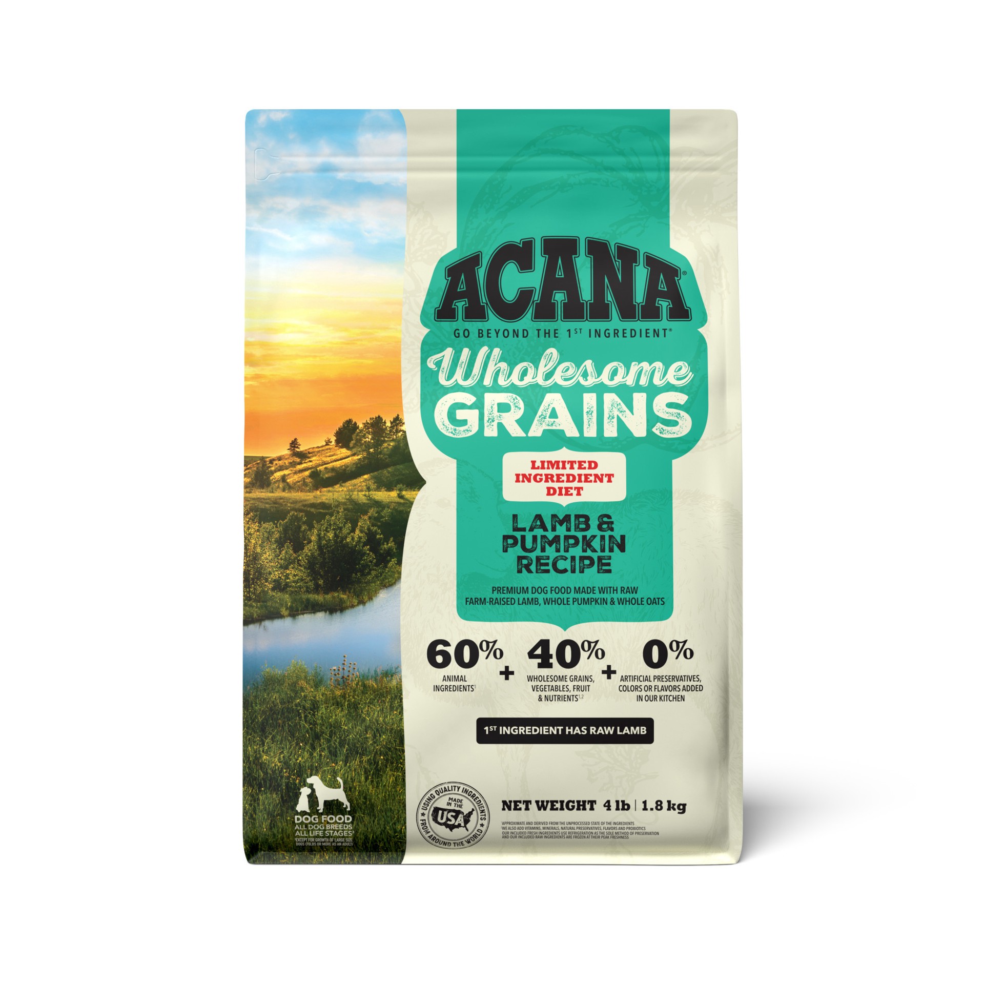 slide 1 of 3, ACANA Wholesome Grains Lamb & Pumpkin 4lb, 4 lb
