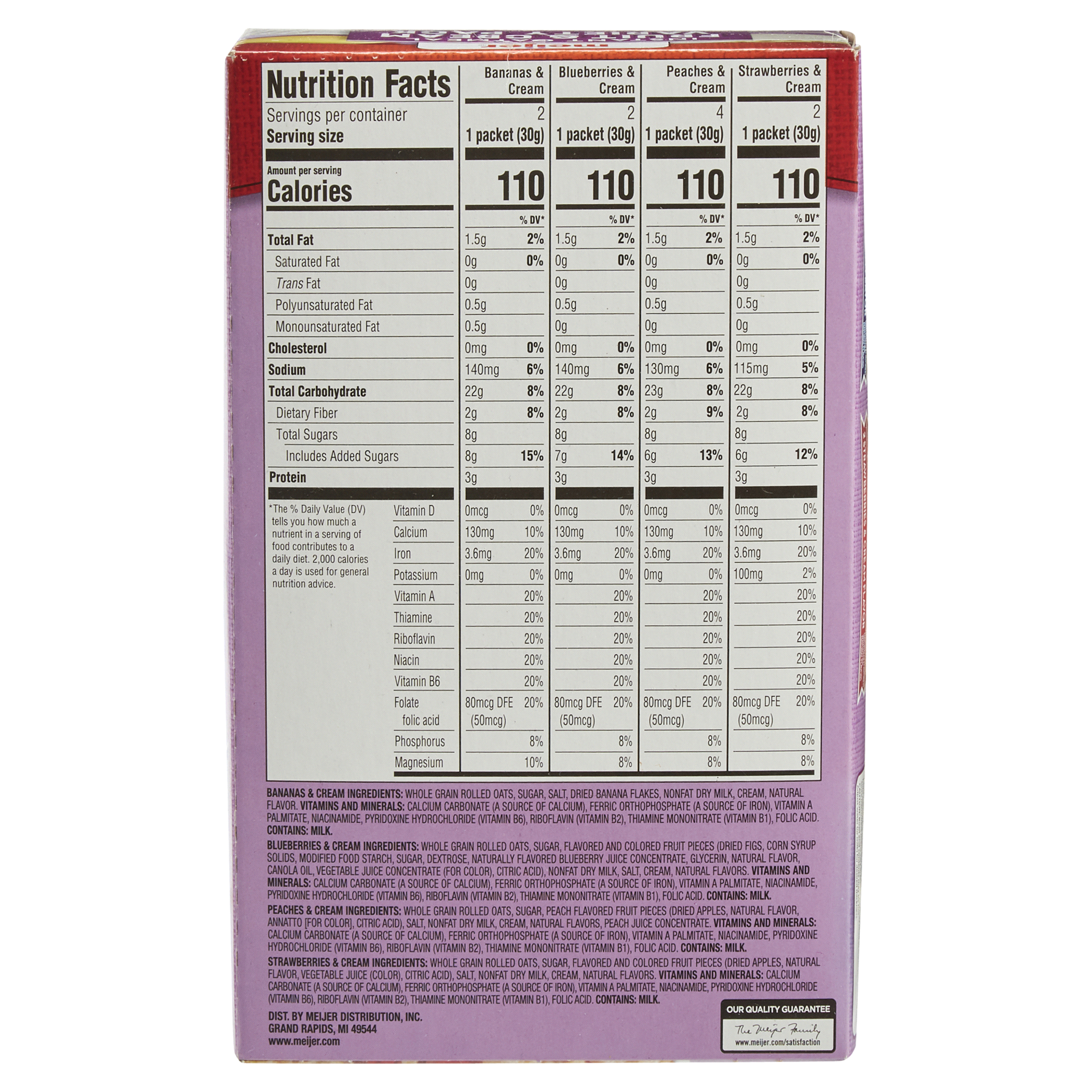 slide 21 of 29, Meijer Fruit & Cream Oatmeal Variety Pack, 10 ct