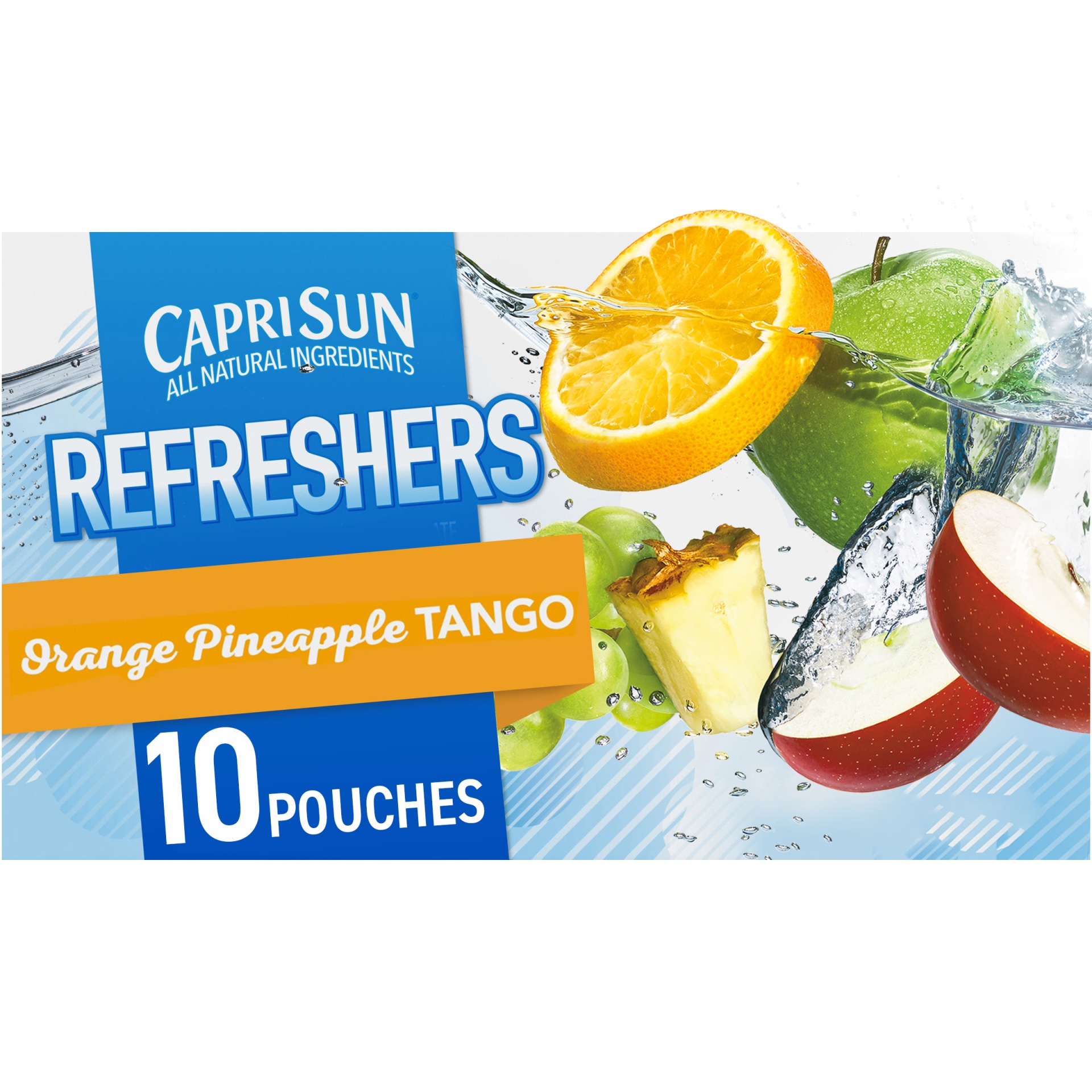 slide 1 of 1, Capri Sun Refreshers Orange Pineapple Tango Naturaly Flavored Juice Drink Blend Pouches, 10 ct; 6 fl oz