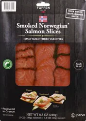 Foppen Three Varieties Toast-Sized Smoked Norwegian Salmon Slices 8.8 oz