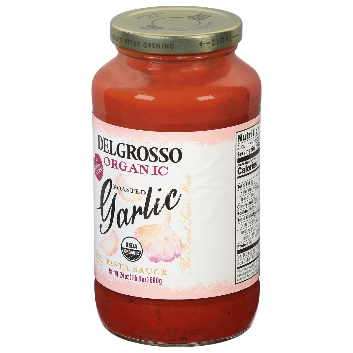 slide 6 of 9, DelGrosso Organic Roasted Garlic Pasta Sauce 24 oz, 24 oz