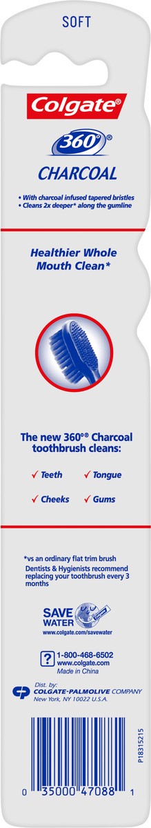 slide 5 of 7, Colgate 360 Charcoal Toothbrush Slimmer Tip Soft Bristles - 1 Ct., 1 ct