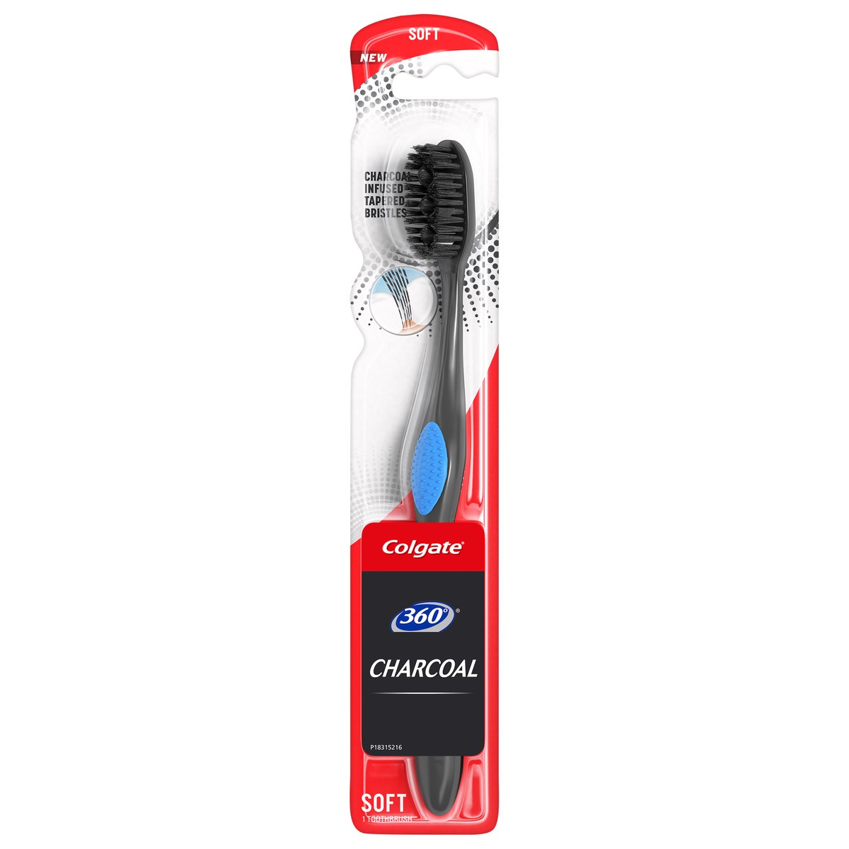 slide 1 of 7, Colgate 360 Charcoal Toothbrush Slimmer Tip Soft Bristles - 1 Ct., 1 ct