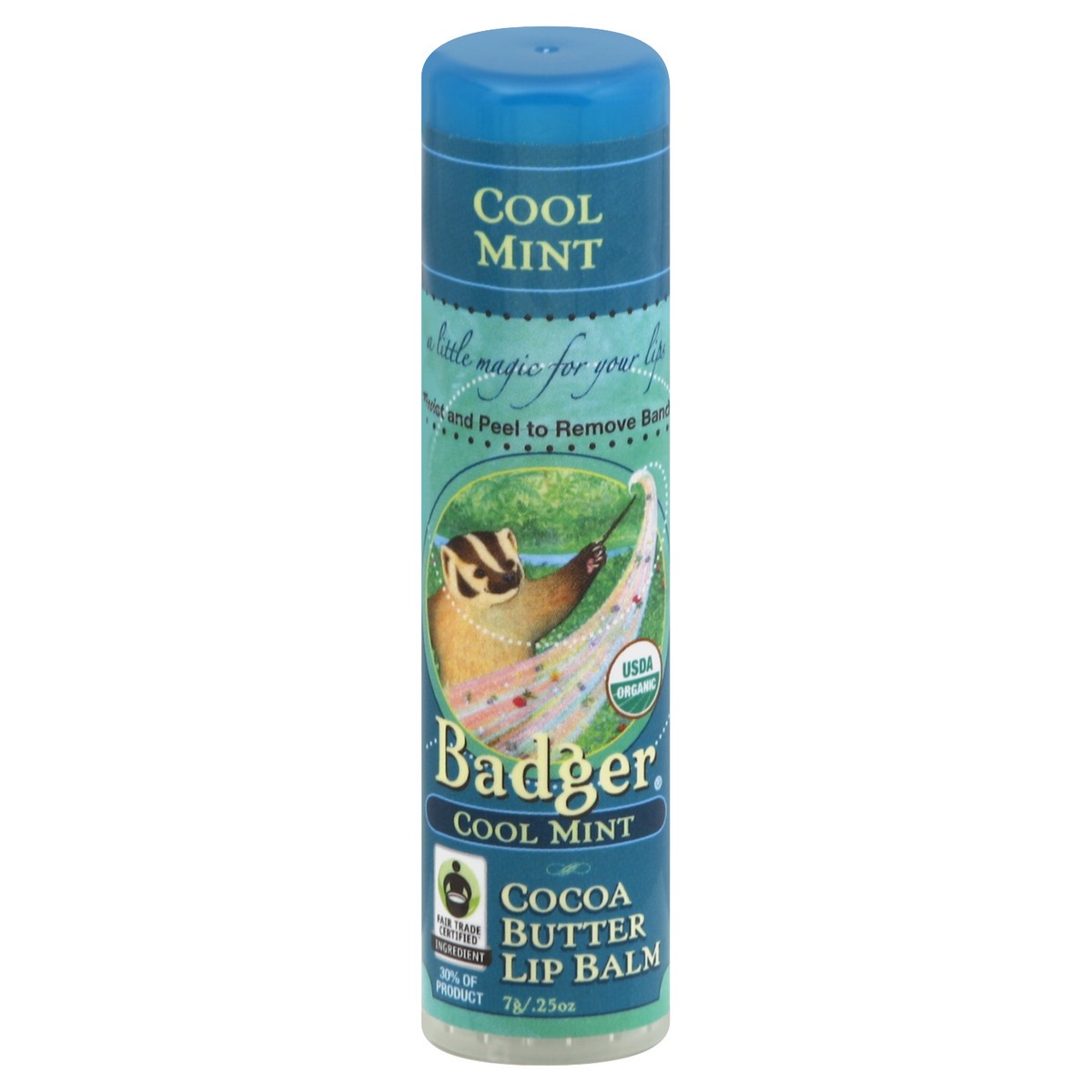 slide 2 of 3, Badger Cool Mint Cocoa Butter Lip Balm Stick, 0.25 oz