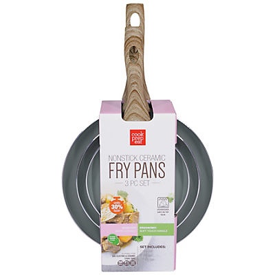 slide 1 of 1, Cook Prep Eat Pink Ice Nonstick Ceramic Fry Pan Set, 3 ct