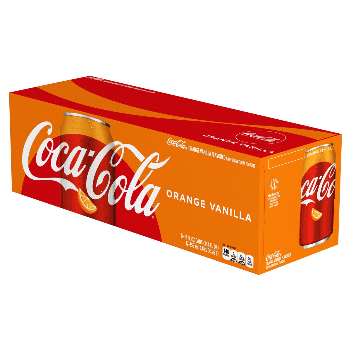 slide 2 of 9, Coca-Cola Orange Vanilla Soda Soft Drinks, 12 fl oz, 12 Pack, 12 ct; 12 fl oz