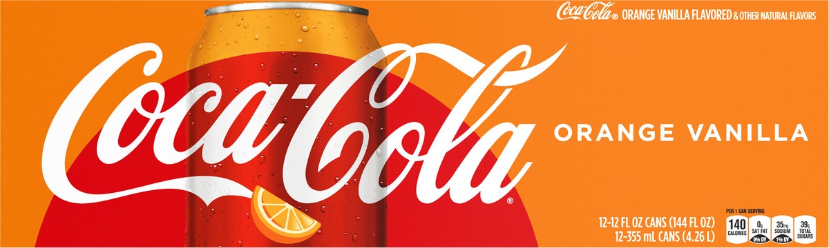 slide 6 of 9, Coca-Cola Orange Vanilla Soda Soft Drinks, 12 fl oz, 12 Pack, 12 ct; 12 fl oz