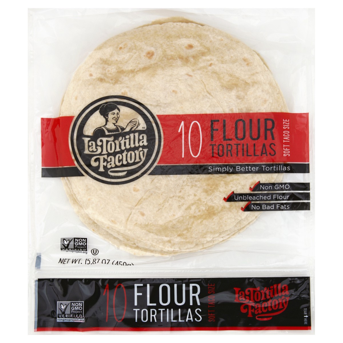 slide 5 of 6, La Tortilla Factory Soft Taco Size Flour Simply Better Tortillas 10 ea, 10 ct