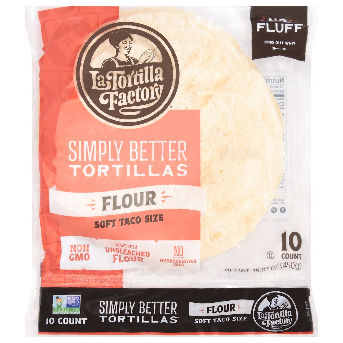 slide 1 of 6, La Tortilla Factory Soft Taco Size Flour Simply Better Tortillas 10 ea, 10 ct