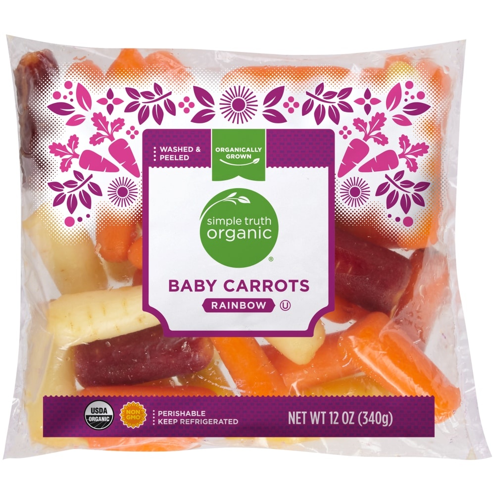 slide 1 of 1, Simple Truth Organic Baby Peeled Rainbow Carrots, 12 oz