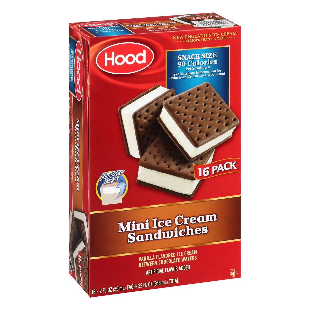 slide 10 of 10, Hood Mini Ice Cream Sandwich, 2 oz (Pack of 16), 16 ct