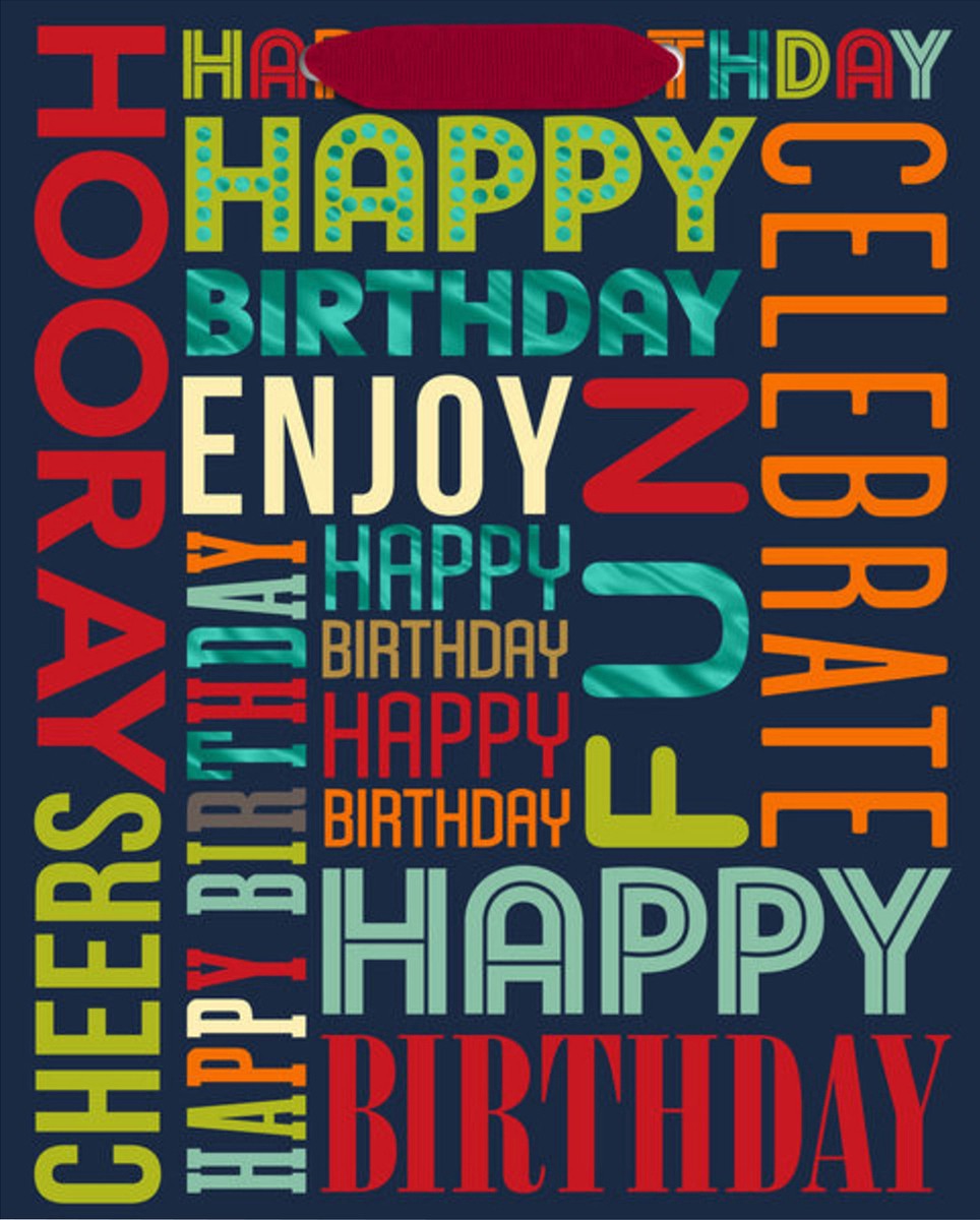 slide 3 of 3, Hallmark Medium Gift Bag, Birthday Wishes Word Collage, 1 ea