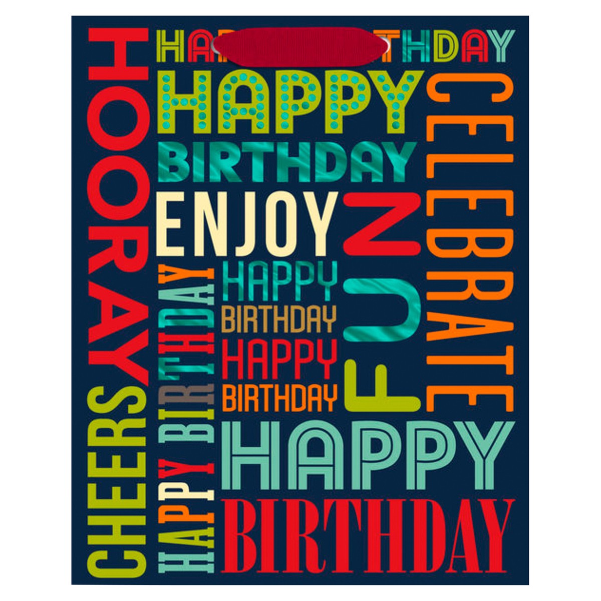 slide 1 of 3, Hallmark Medium Gift Bag, Birthday Wishes Word Collage, 1 ea