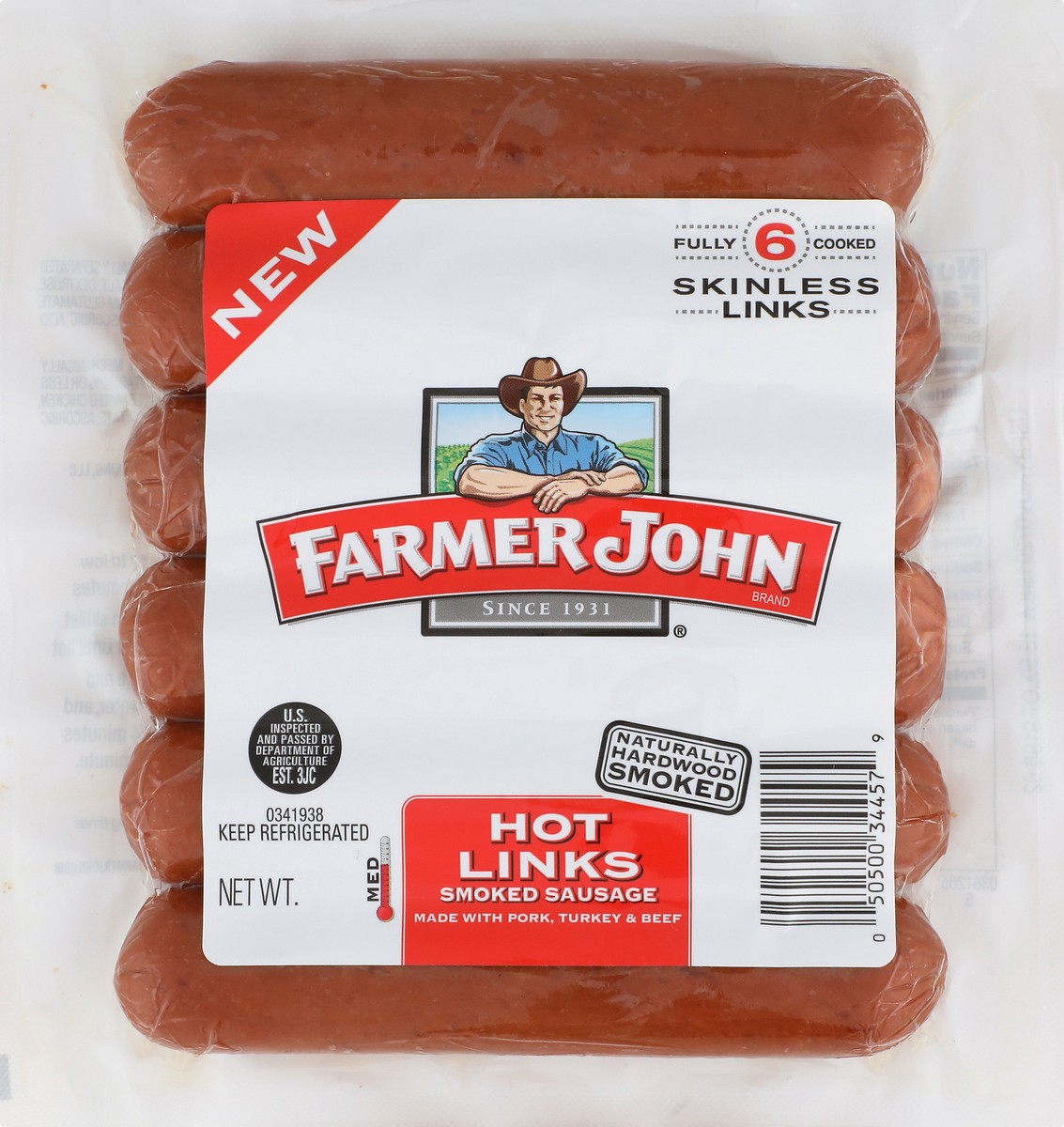 slide 9 of 13, Farmer John Hot Links Smoked Sausage, 6 ct