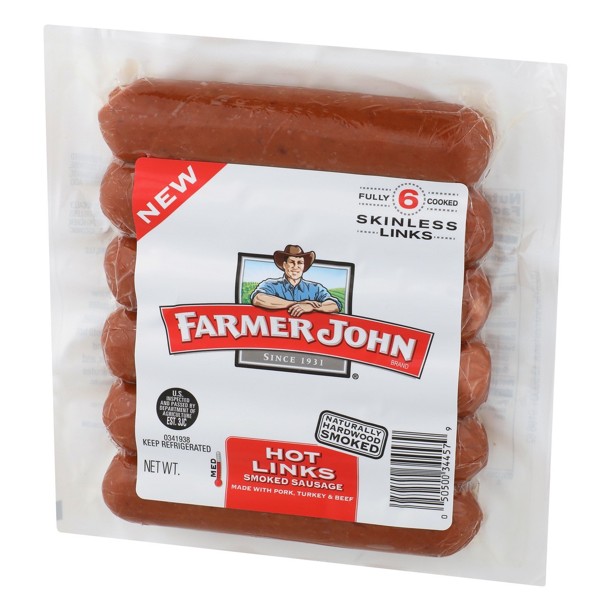 slide 4 of 13, Farmer John Hot Links Smoked Sausage, 6 ct