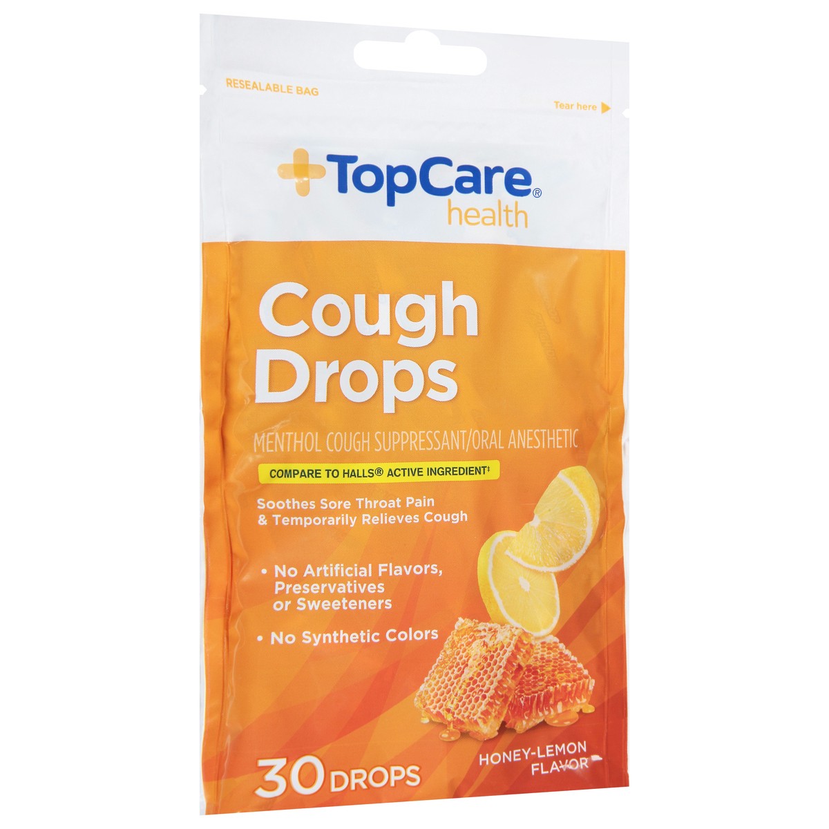 slide 8 of 10, TopCare Top Care Honey Lemon Cough Drops, 30 ct