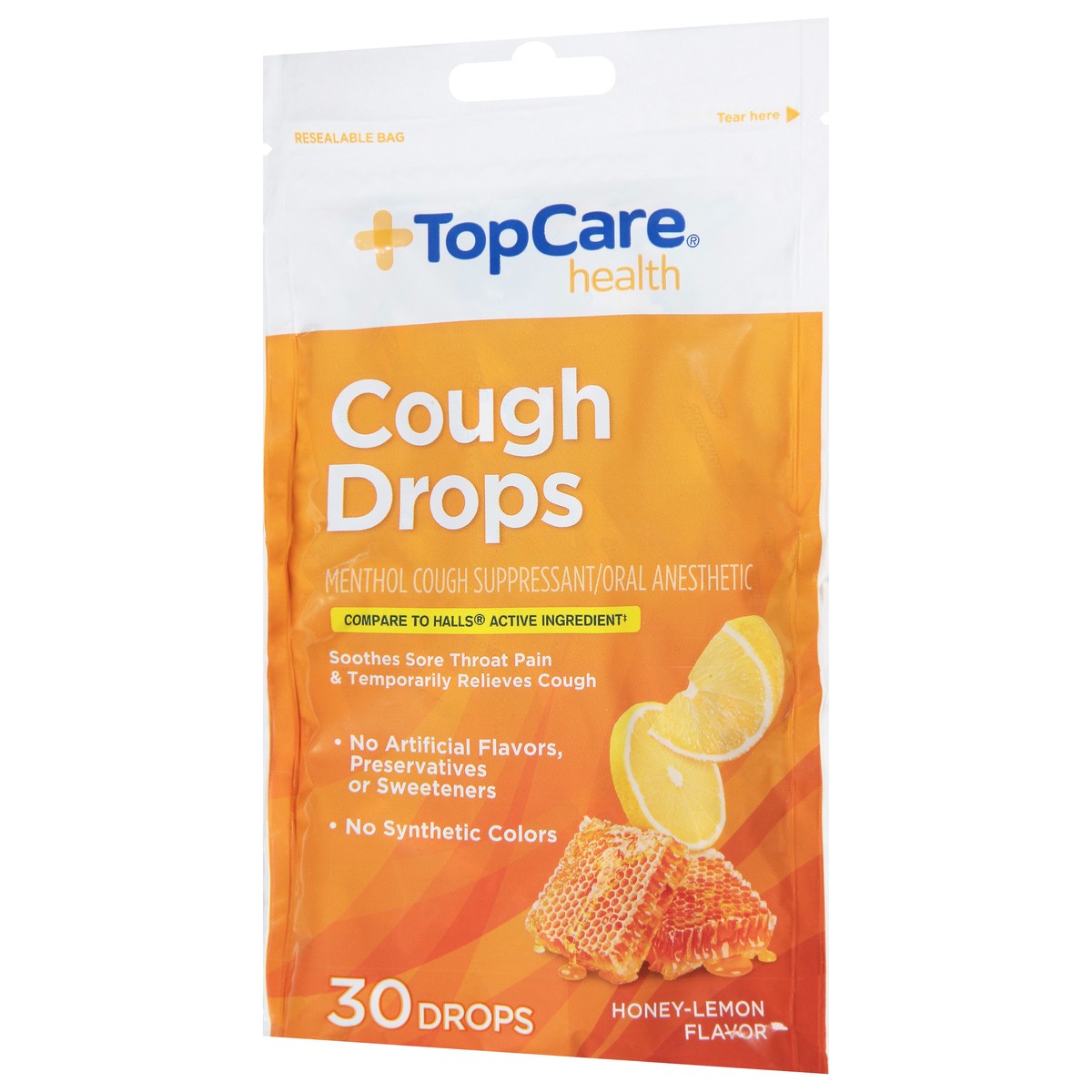 slide 5 of 10, TopCare Top Care Honey Lemon Cough Drops, 30 ct