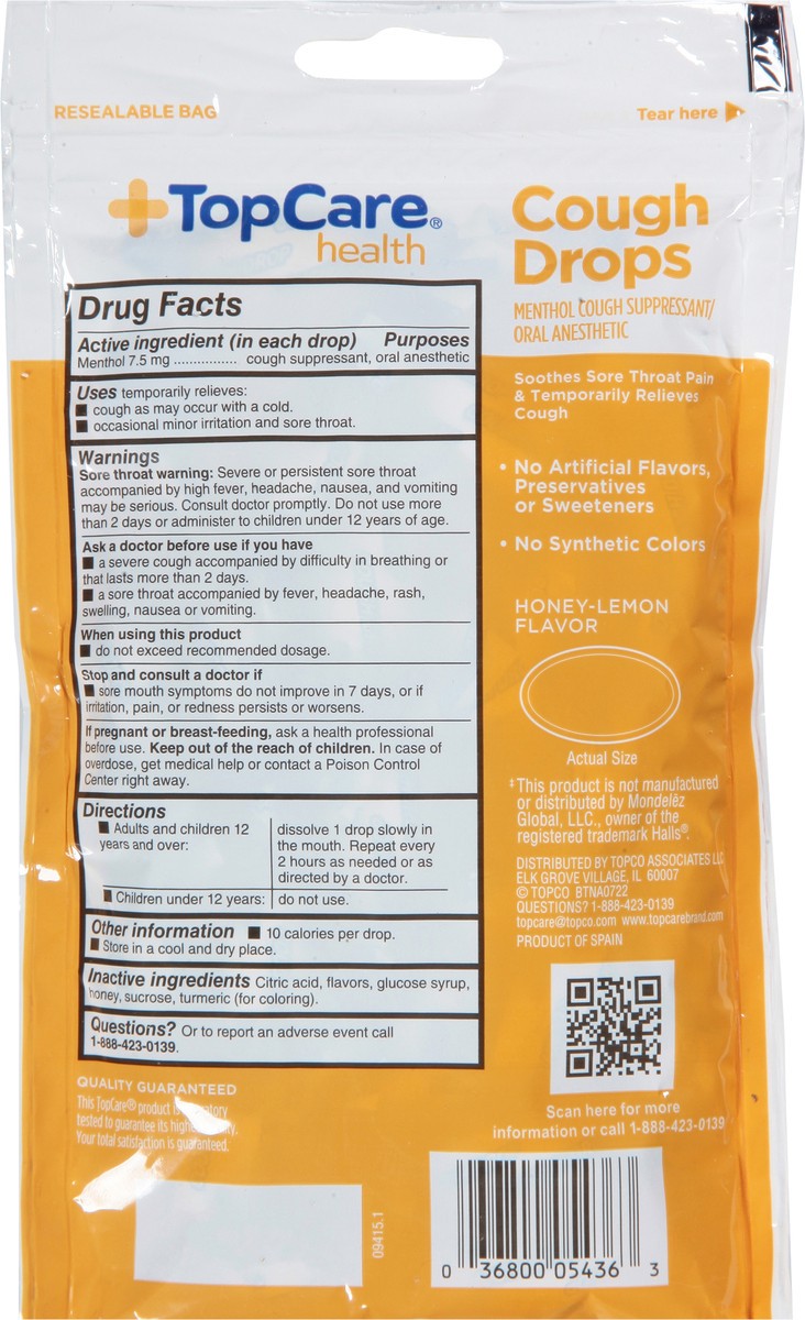 slide 2 of 10, TopCare Top Care Honey Lemon Cough Drops, 30 ct