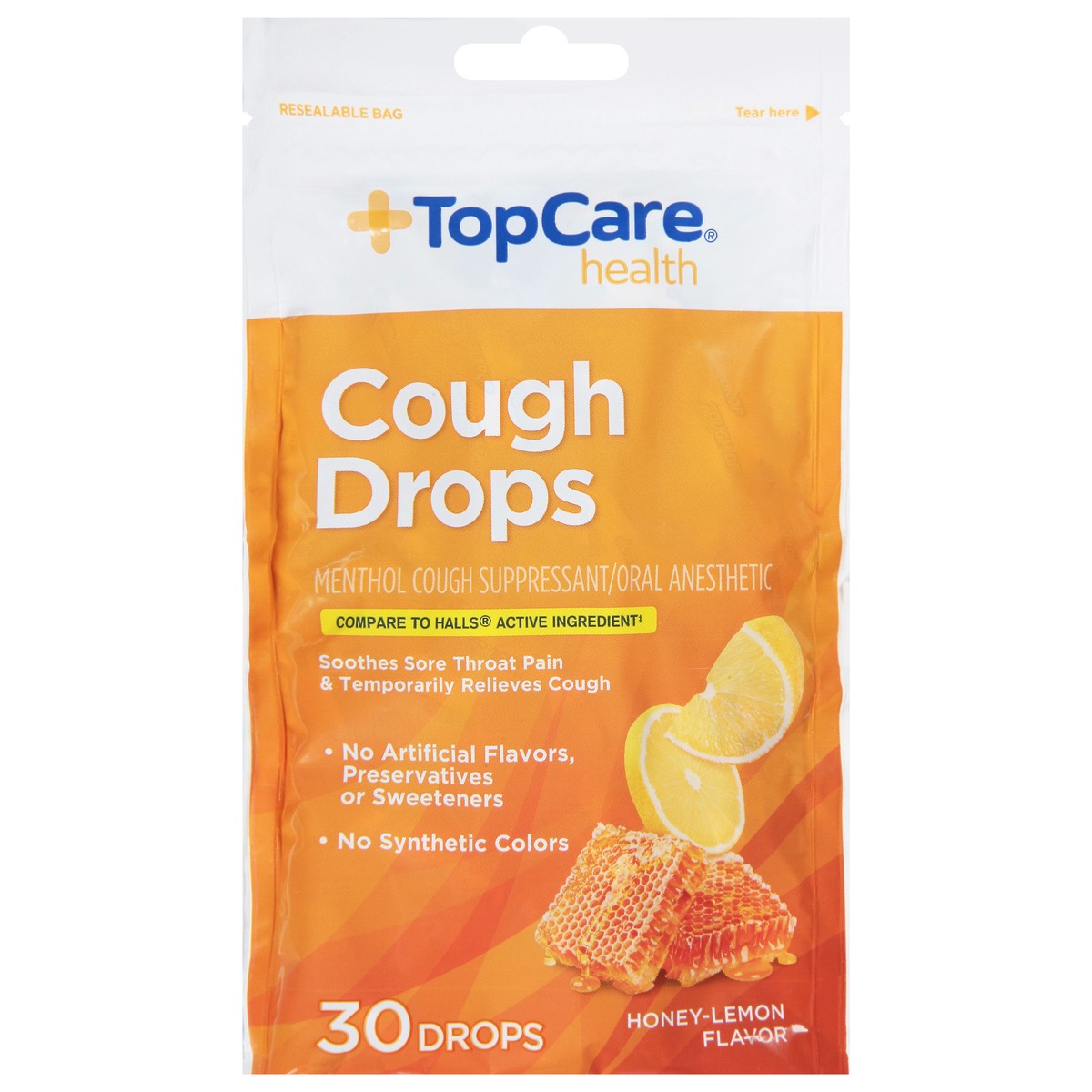slide 7 of 10, TopCare Top Care Honey Lemon Cough Drops, 30 ct