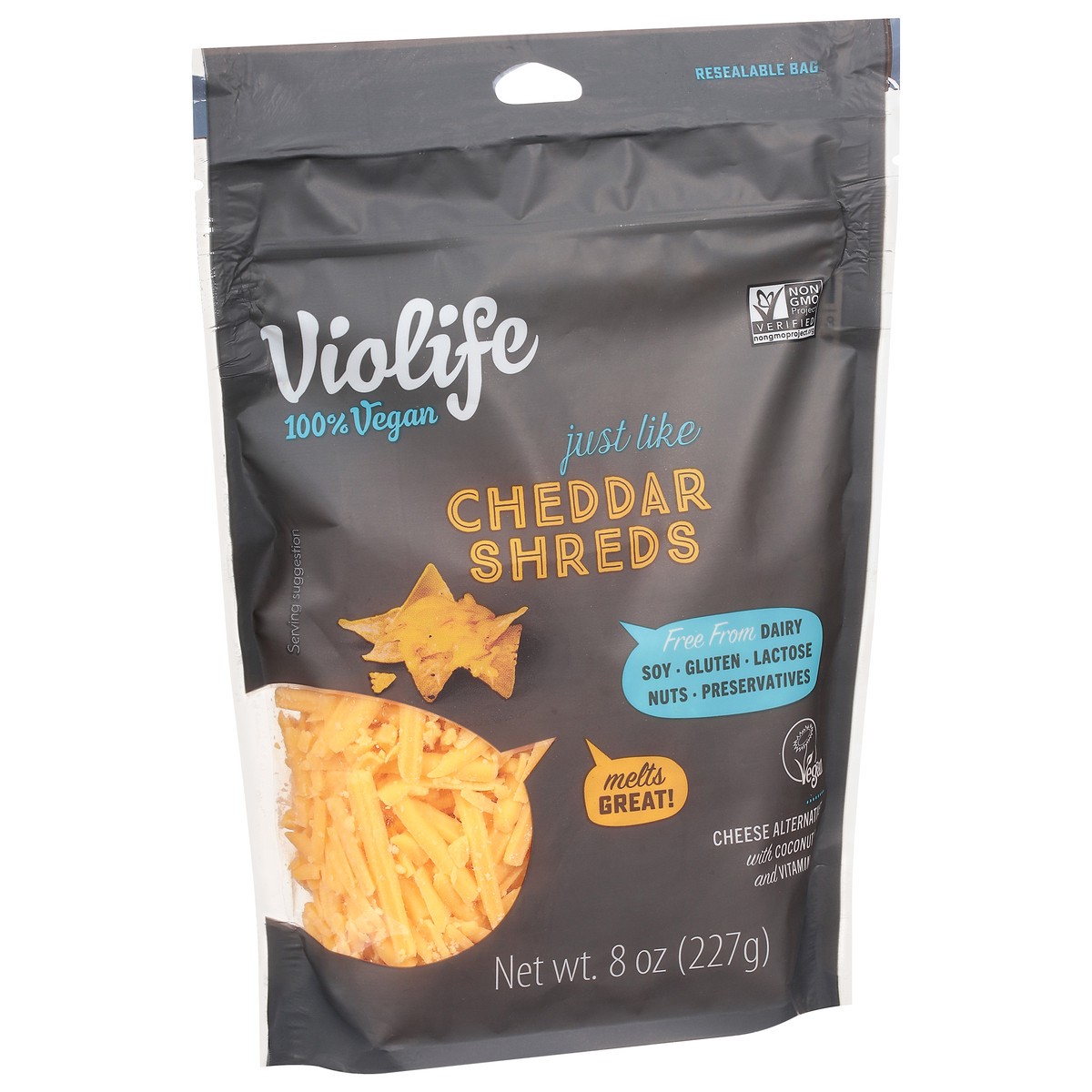 slide 4 of 9, Violife Just Like Cheddar Shreds, Vegan, 8 oz Bag, 8 oz