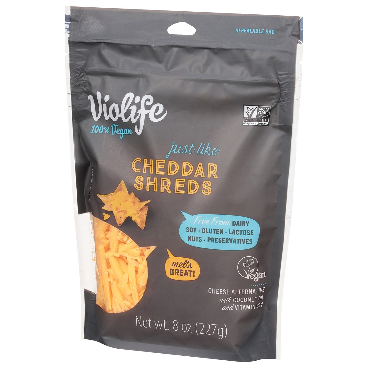 slide 3 of 9, Violife Just Like Cheddar Shreds, Vegan, 8 oz Bag, 8 oz