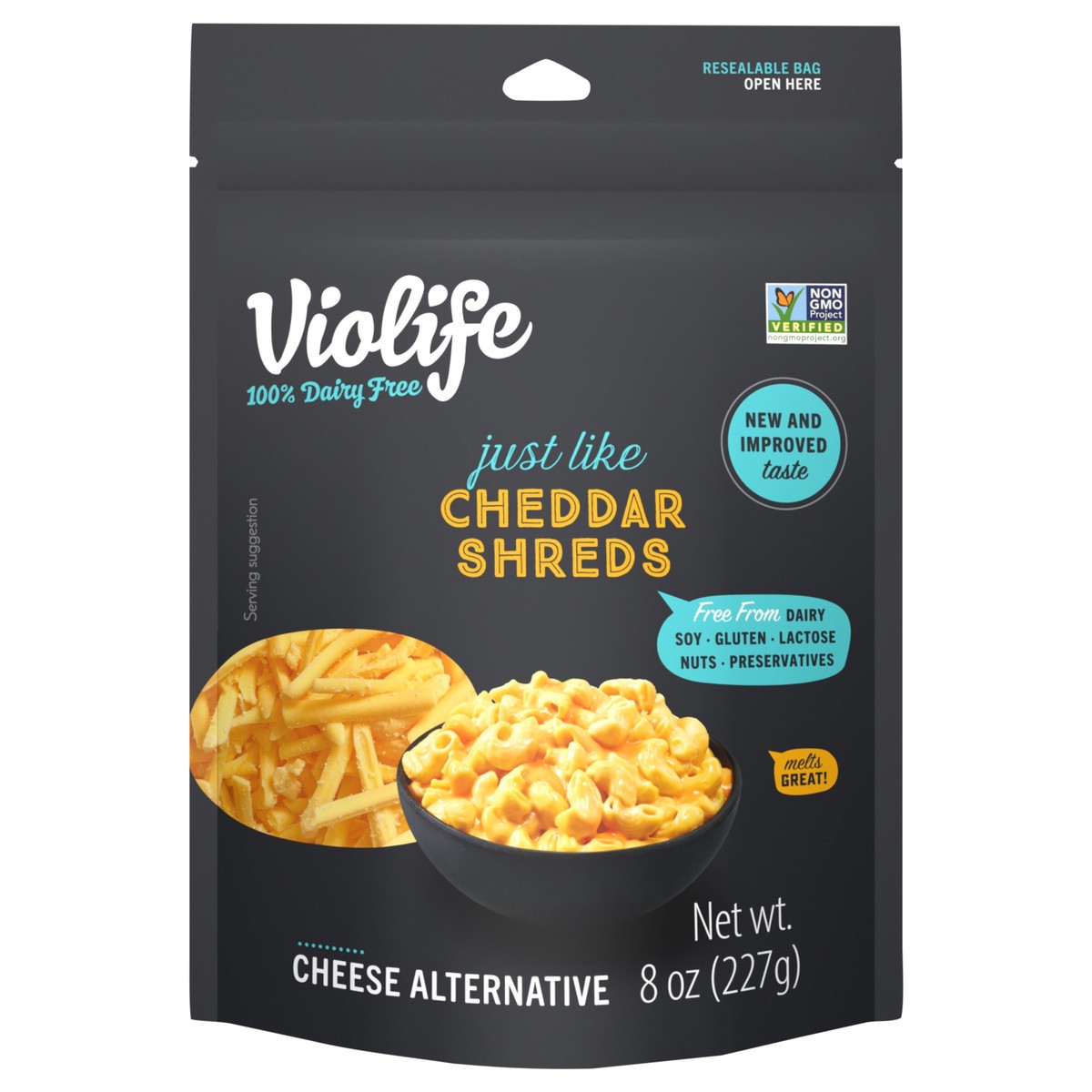 slide 1 of 9, Violife Just Like Cheddar Shreds, Vegan, 8 oz Bag, 8 oz