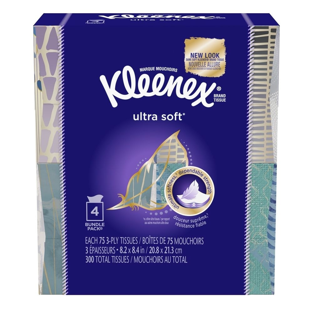 slide 1 of 3, Kleenex Ultra Soft Facial Tissue, 4 pk; 75 ct