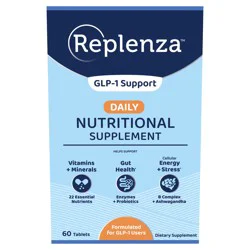 REPLENZA™ Nutritional Supplement – For GLP-1 and Semaglutide Weight Loss Support - with essential Vitamins and Minerals, Gut Health and Mood and Energy Enhancements, 60 ct.