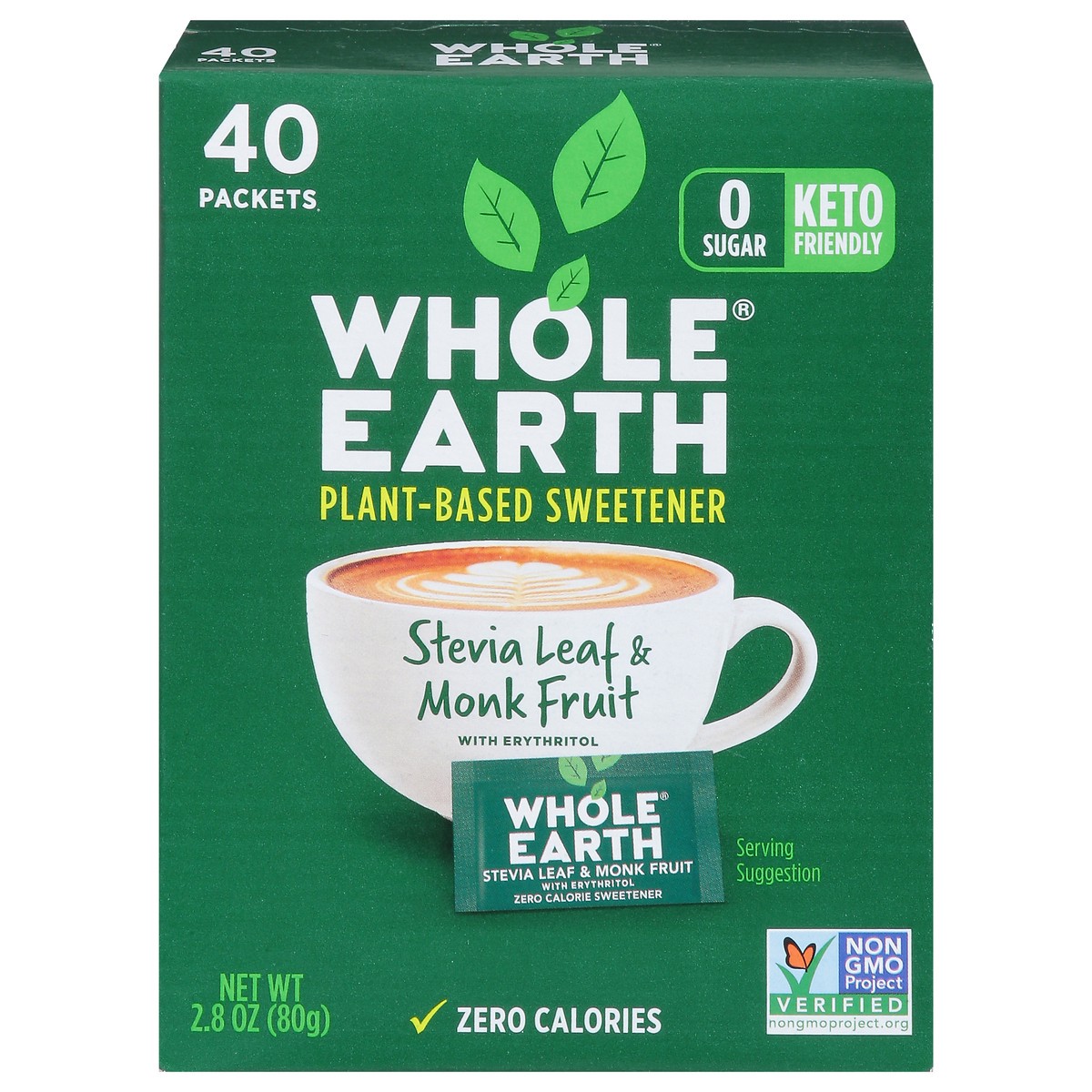 slide 1 of 13, Whole Earth Sweetener Co. Packets Stevia Leaf & Monk Fruit Sweetener with Erythritol 40 ea, 40 ct