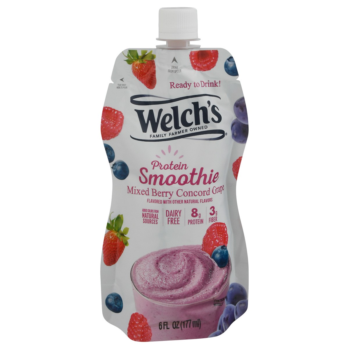 slide 1 of 13, Welch's Mixed Berry Concord Grape Protein Smoothie 6 fl oz, 6 fl oz