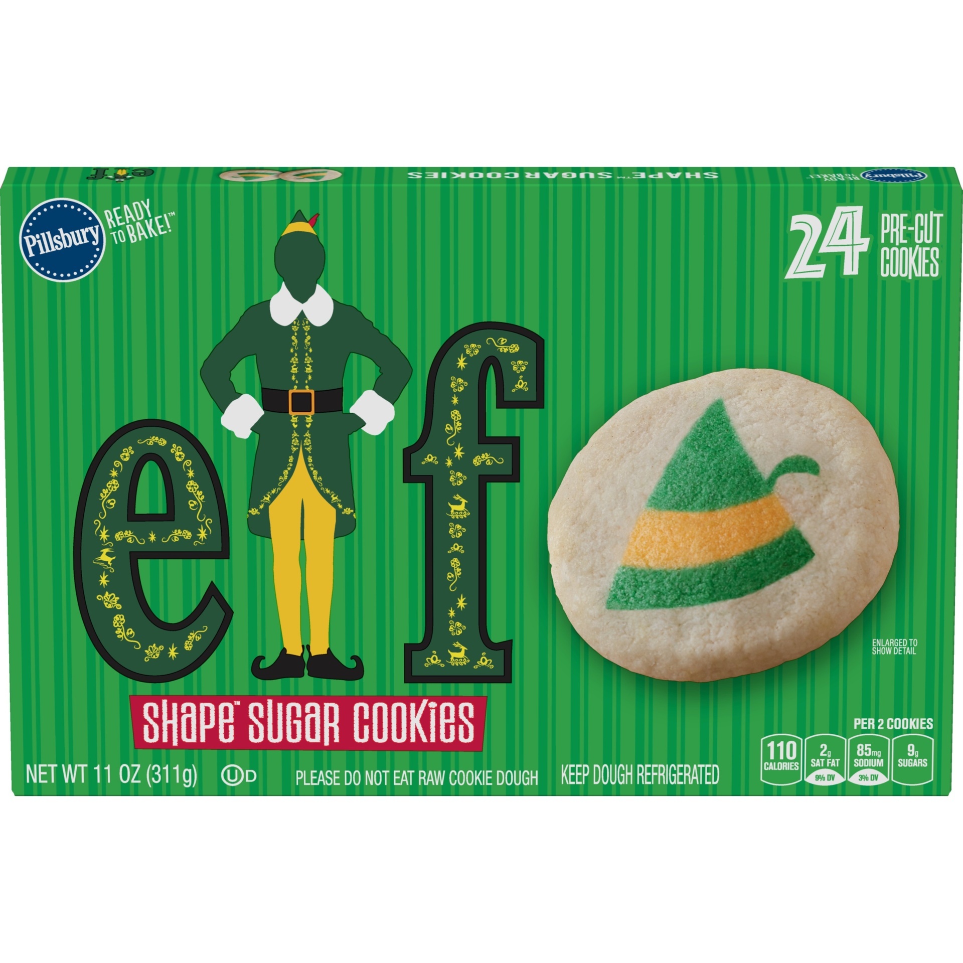 slide 1 of 3, Pillsbury Elf Shape Sugar Cookies, 24 ct; 11 oz