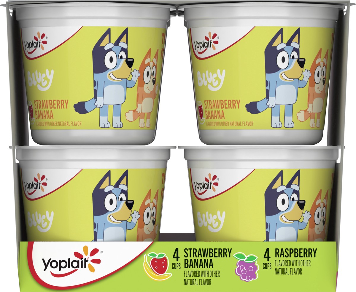 Yoplait Bluey Raspberry and Strawberry Banana Yogurt 4 oz. Cups, Kids  Yogurt Pack of 8 8 ct
