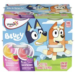 Yoplait Low Fat Kids Yogurt, Bluey Variety Pack, Gluten Free, 8 Yogurt Cups