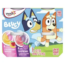 Yoplait Bluey Halloween Kids Yogurt Variety Pack, Strawberry Banana and Raspberry, Gluten Free, 8 Yogurt Cups