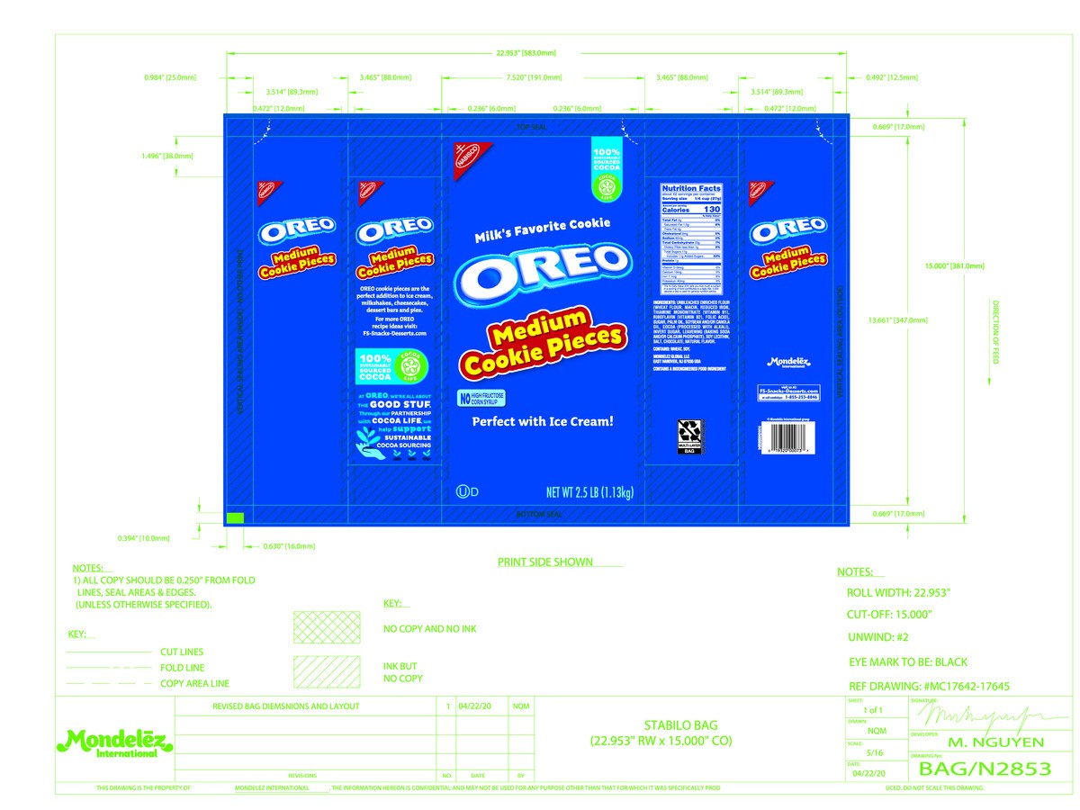 slide 12 of 14, OREO Medium Cookie Pieces, 2.5 lb Bag, 40 oz