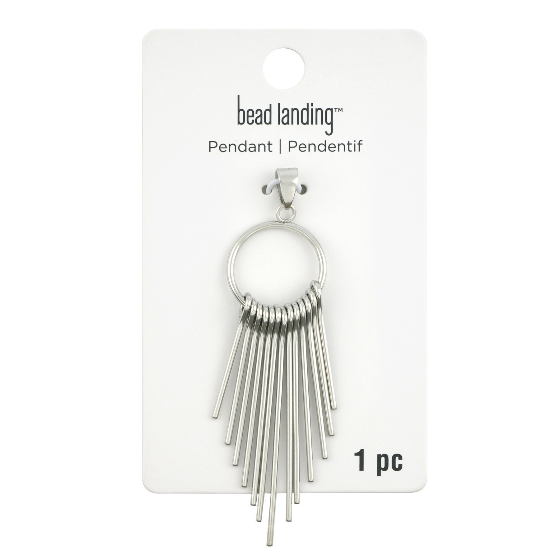 slide 3 of 3, Rhodium Metal Tassel Pendant By Bead Landing, 64 mm