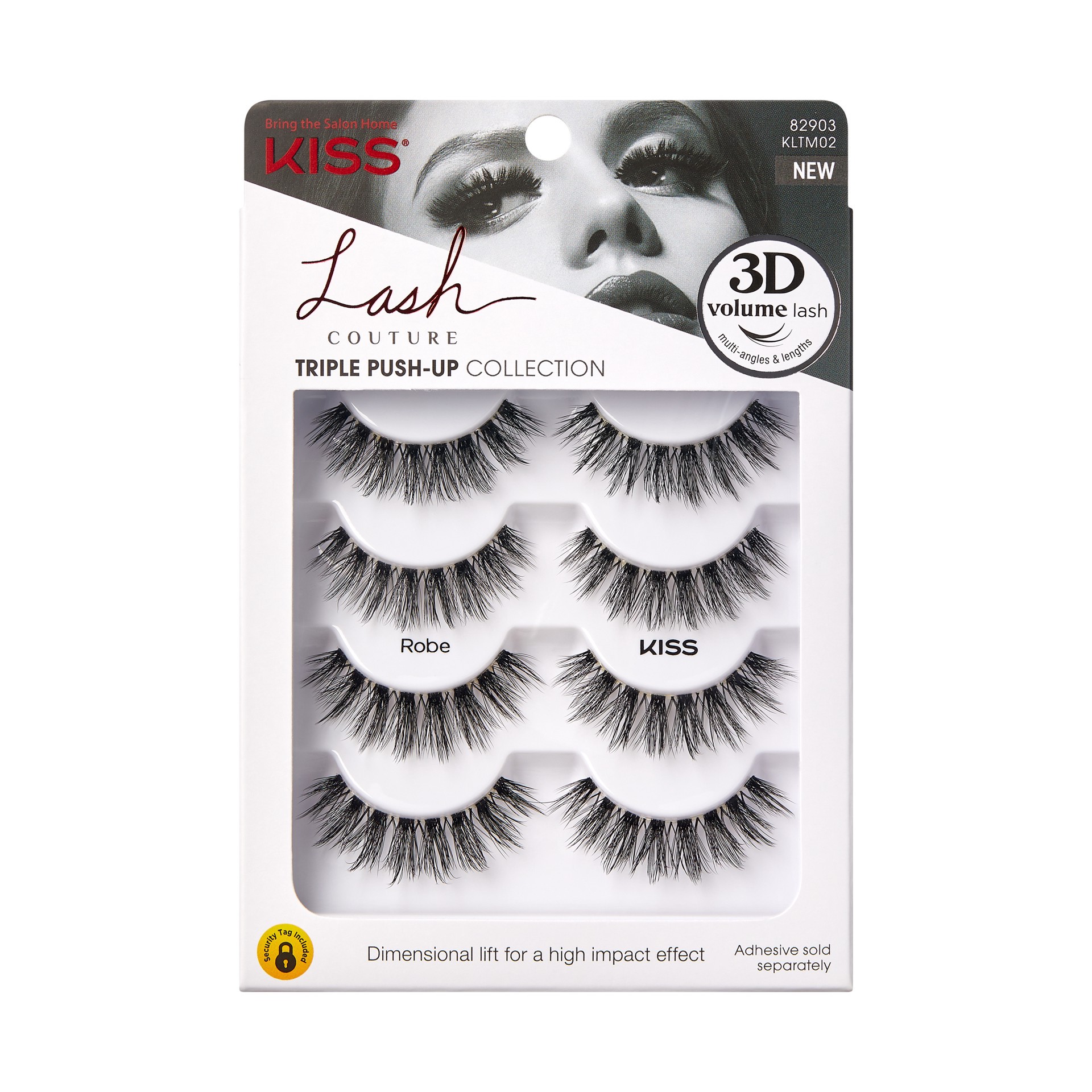 slide 1 of 5, KISS Triple Push-Up False Eyelashes, Robe, Multipack, 1 cnt