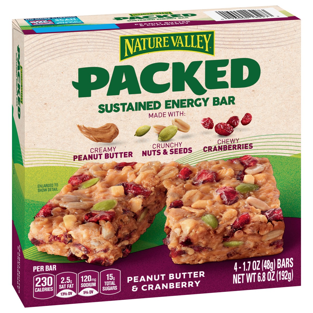 slide 5 of 12, Nature Valley Peanut Butter & Cranberry Sustained Energy Bar 4 4 1.7 oz 4 ea Box, 4 ct