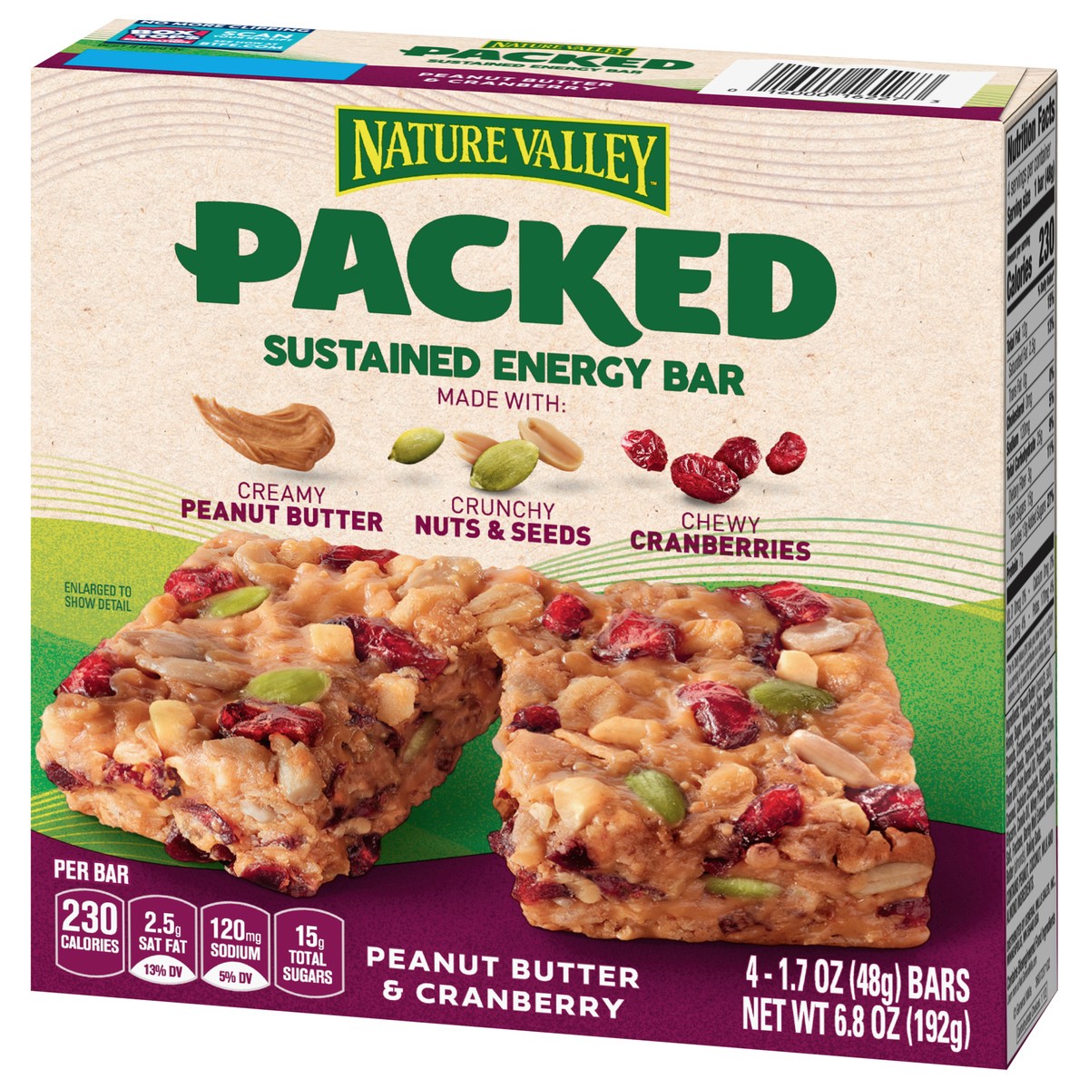 slide 11 of 12, Nature Valley Peanut Butter & Cranberry Sustained Energy Bar 4 4 1.7 oz 4 ea Box, 4 ct