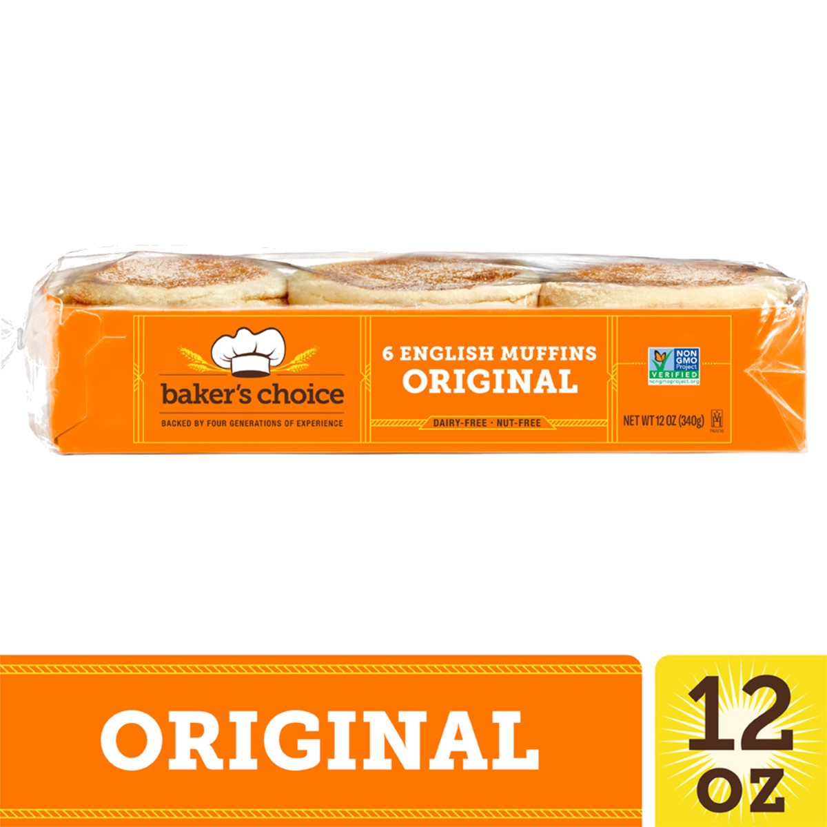 slide 1 of 1, Baker's Choice English Muffins, Original, 6 ct