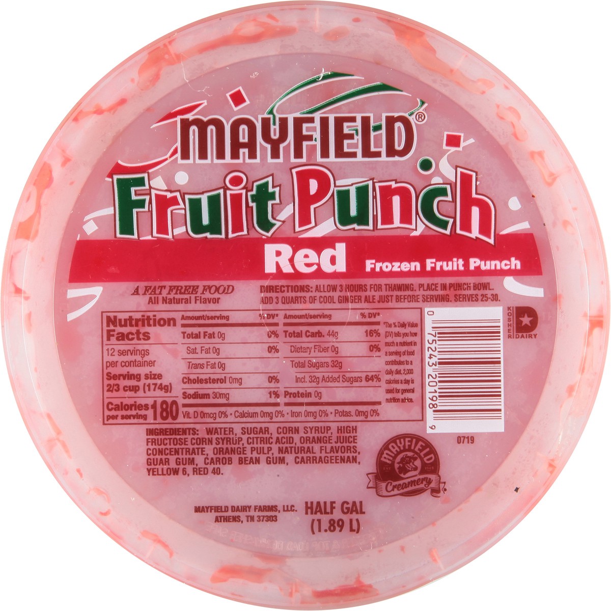 slide 9 of 9, Mayfield Red Frozen Fruit Punch 0.5 gal, 1/2 gal