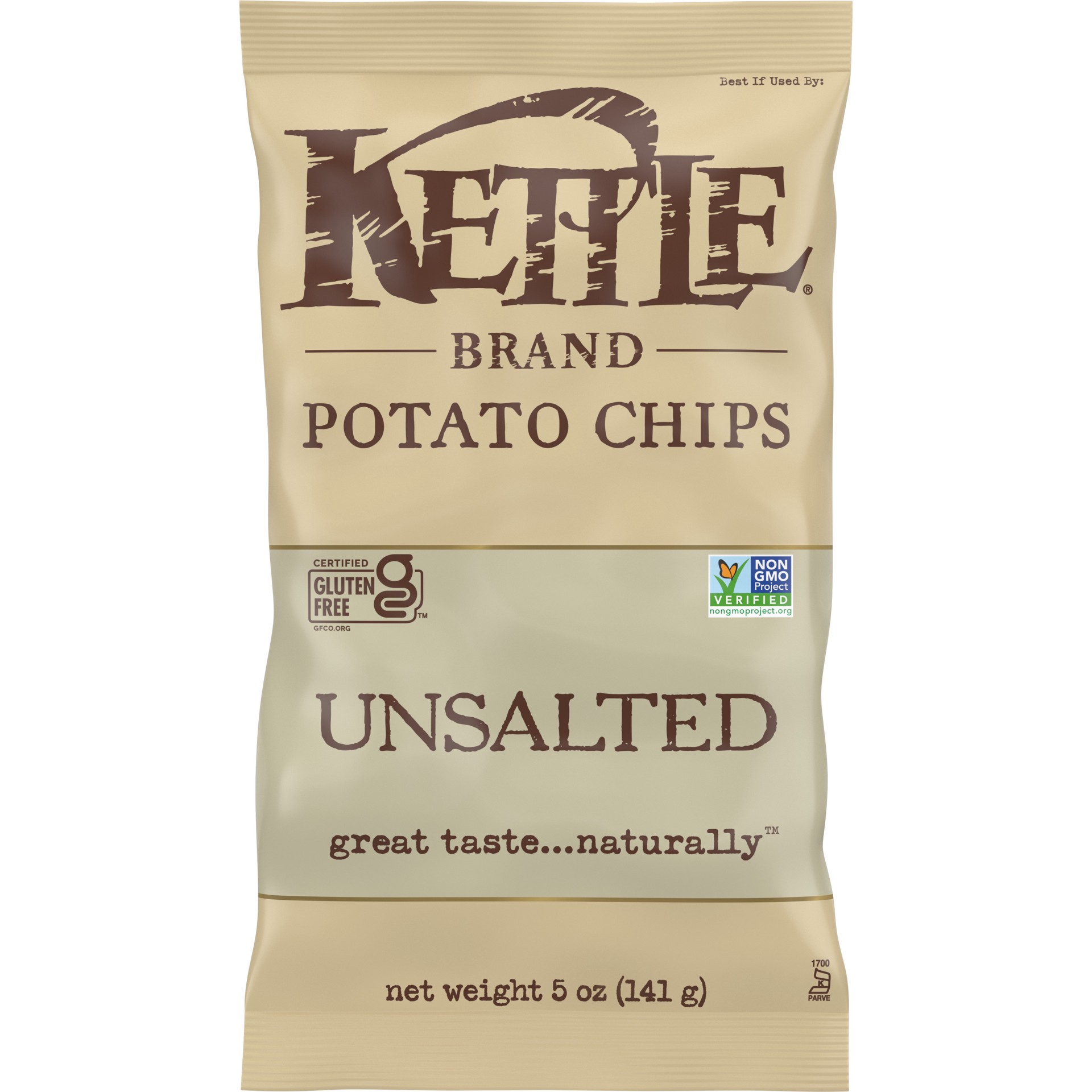 slide 1 of 1, Kettle Brand Kettle Potato Chips, Unsalted, 5 oz