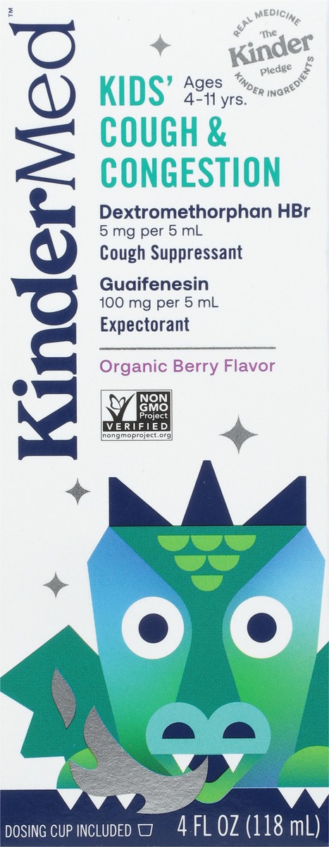 slide 6 of 9, KinderMed Ages 4-11 Yrs Organic Berry Flavor Kids' Cough & Congestion 4 fl oz, 4 fl oz